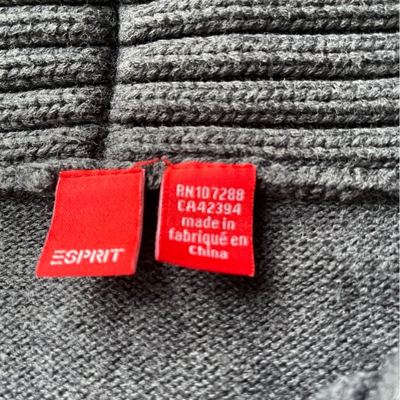Esprit xs gray fold over collar cotton sweater - Picture 4 of 7